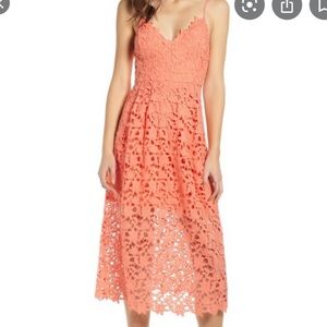 ASTR The Label Coral Lace Midi Dress Size L